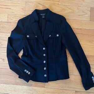 White House Black Market Black Blazer with Silver Accents